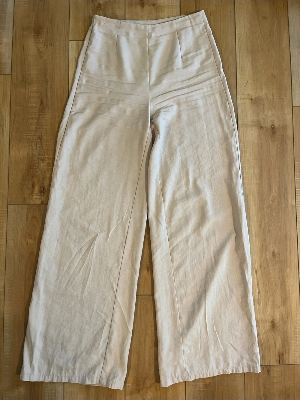 SHEIN Cream Wide-Leg High-Rise Pants